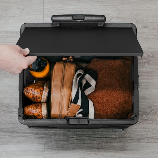CleverMade® 55L Black Wheeled Trolley Crate